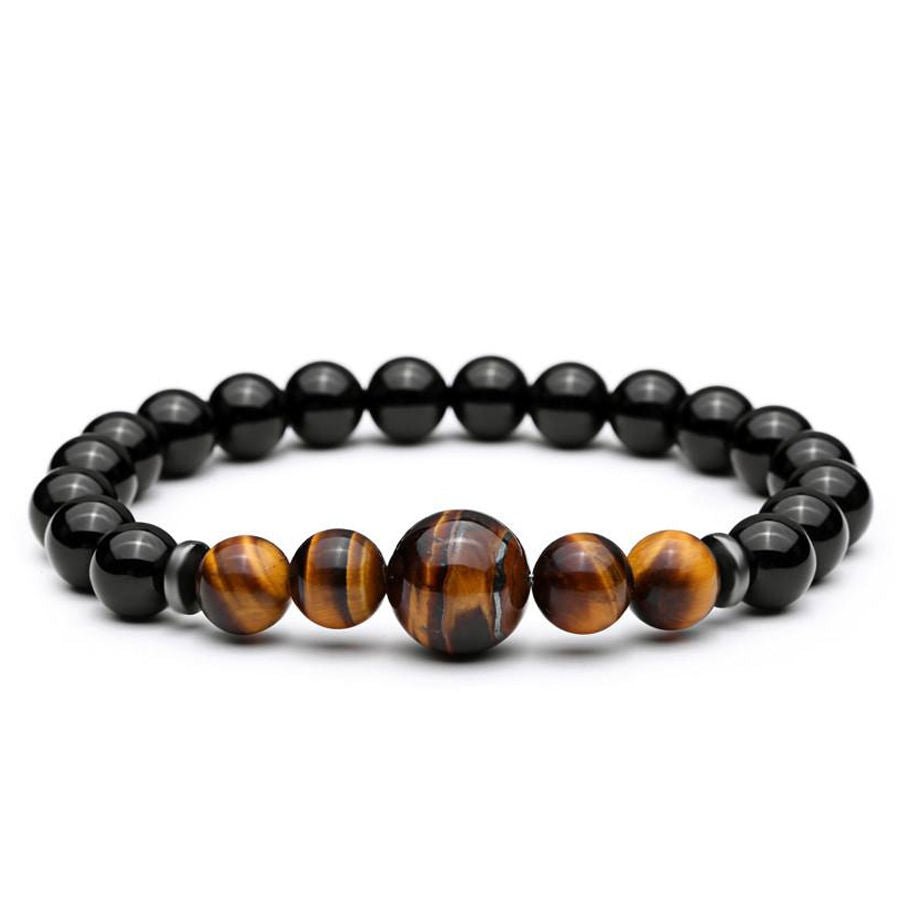 Armbånd med sort agat og tigerøje. - Urma.dk
