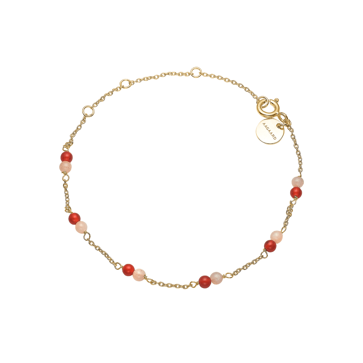 Armbånd, rød Agat/pink månesten, sølv - Urma.dk