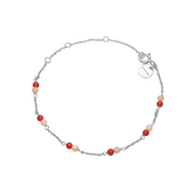 Armbånd, rød Agat/pink månesten, sølv - Urma.dk