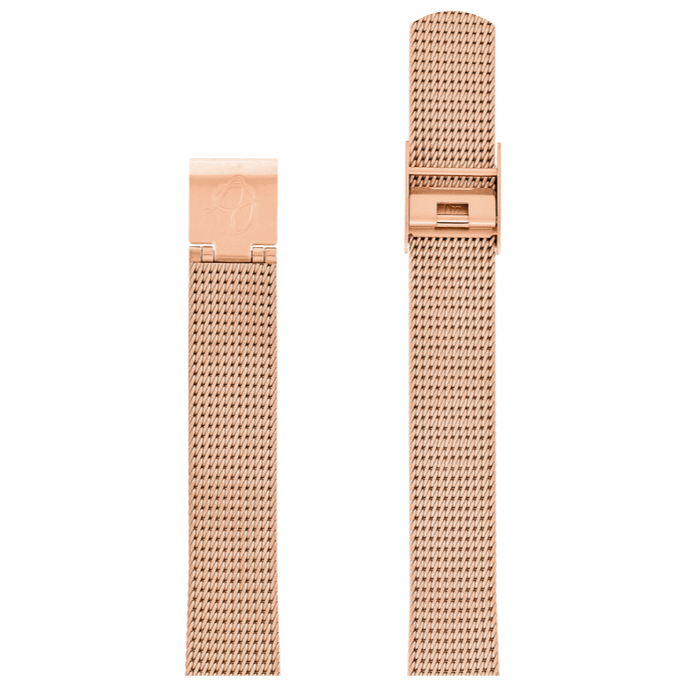 Arne Jacobsen mat rosa guld stål meshlænke 14 mm / 30 mm ur - Urma.dk