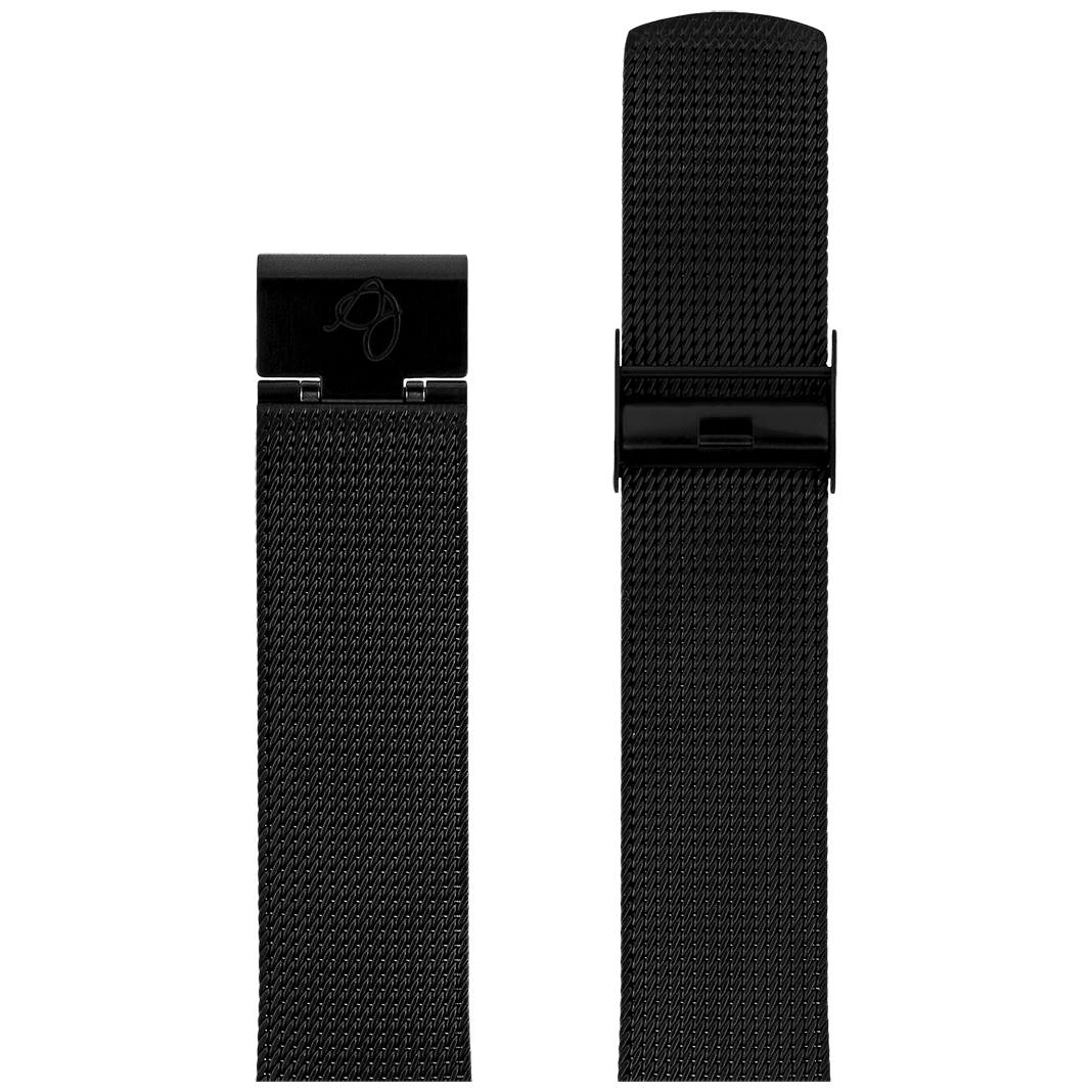 Arne Jacobsen Mat Sort Meshband 22 mm / 46 mm Ur - Urma.dk