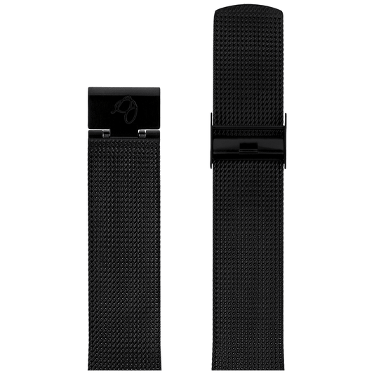 Arne Jacobsen Mat Sort Meshband 22 mm / 46 mm Ur - Urma.dk