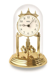 Årsur, forgyldt, i rundt glas kuppel. - Urma.dk