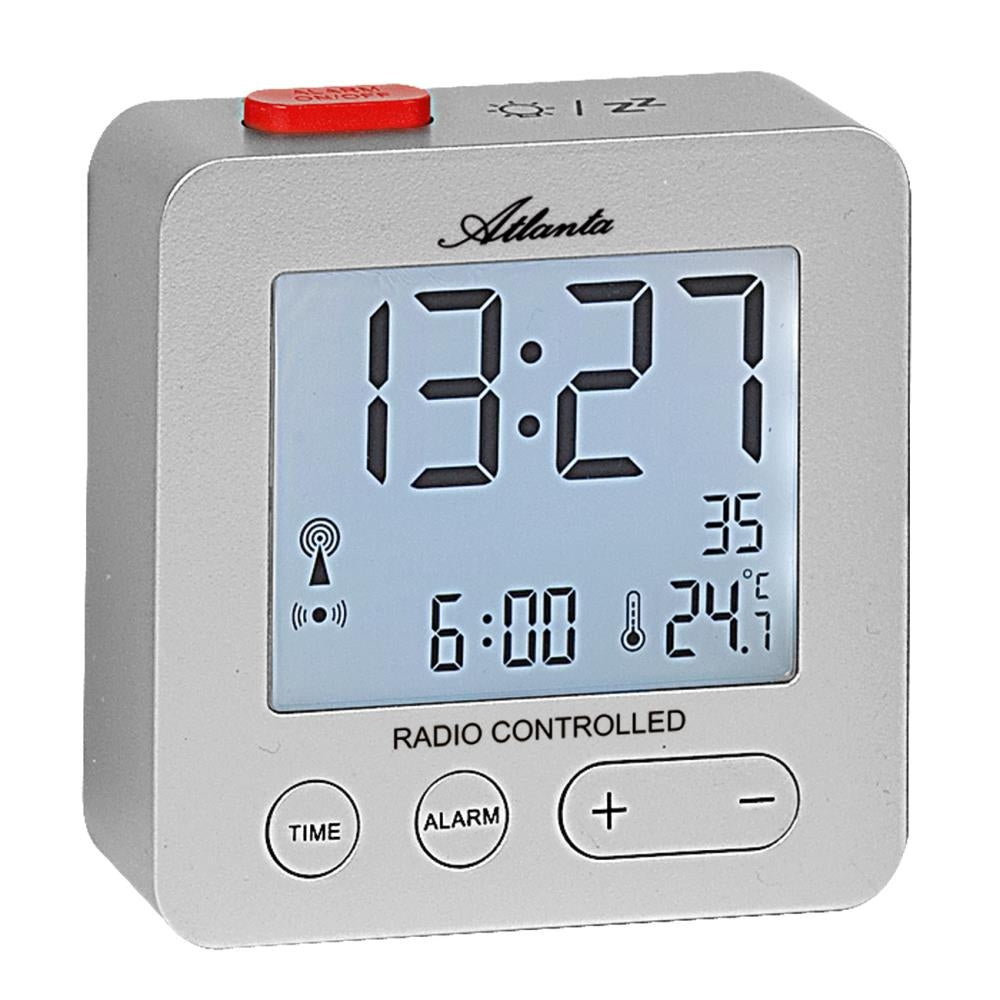 Vækkeur radiostyret med LCD display - Grå