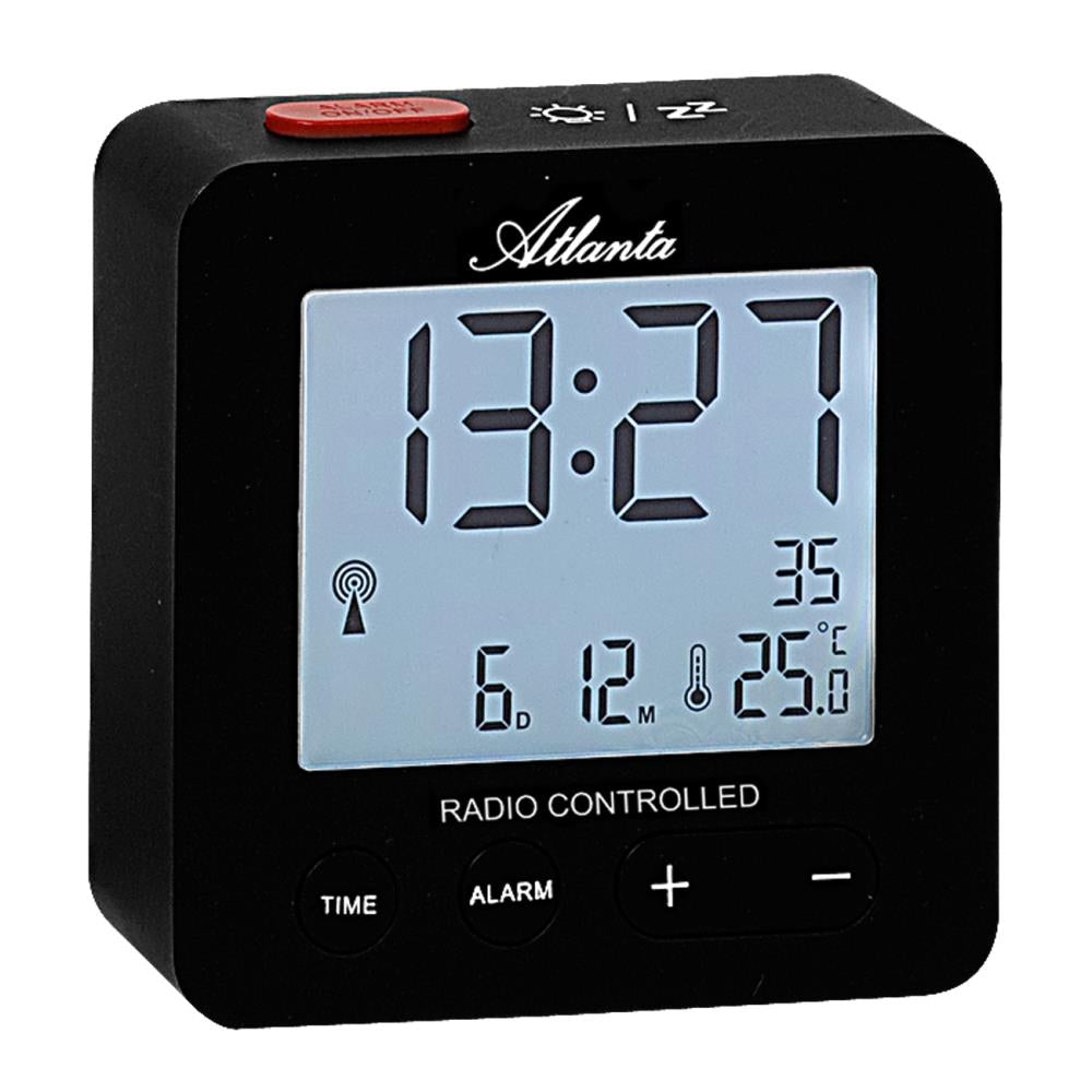 Vækkeur radiostyret med LCD display - Sort