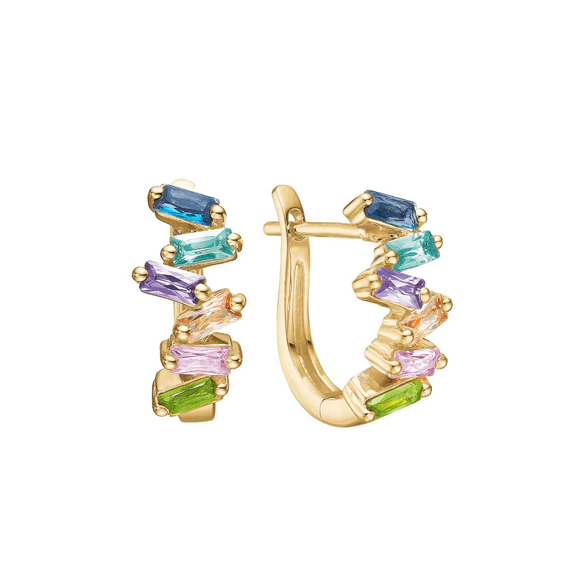 Baquette øreringe, forg, 12 sten - Urma.dk