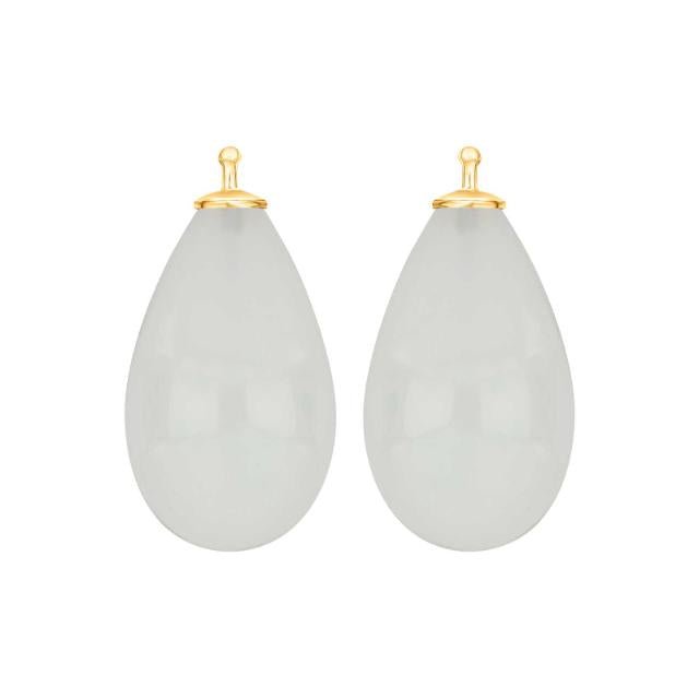 Bøhmisk kvartsglas dråbe farve04 m/fg sølv - par - Urma.dk