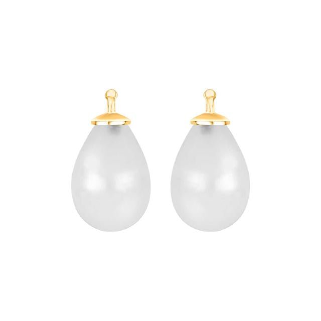 Bøhmisk kvartsglas dråbe farve04 m/fg sølv - par - Urma.dk