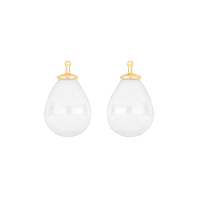 Bøhmisk kvartsglas dråbe farve09 m/fg sølv - par - Urma.dk