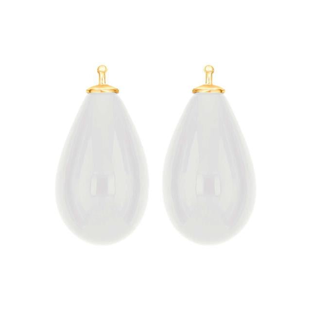 Bøhmisk kvartsglas dråbe farve09 m/fg sølv - par - Urma.dk