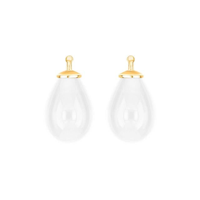 Bøhmisk kvartsglas dråbe farve09 m/fg sølv - par - Urma.dk