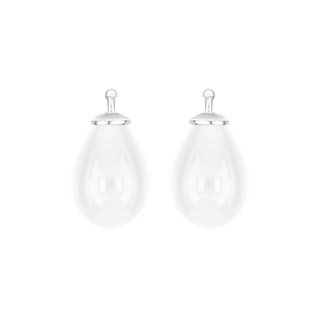 Bøhmisk kvartsglas dråbe farve09 m/rh sølv - par - Urma.dk