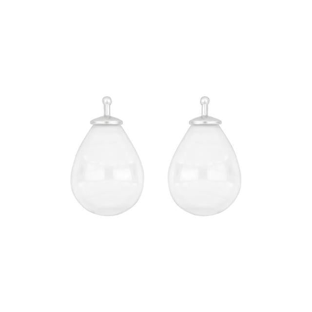 Bøhmisk kvartsglas dråbe farve09 m/rh sølv - par - Urma.dk