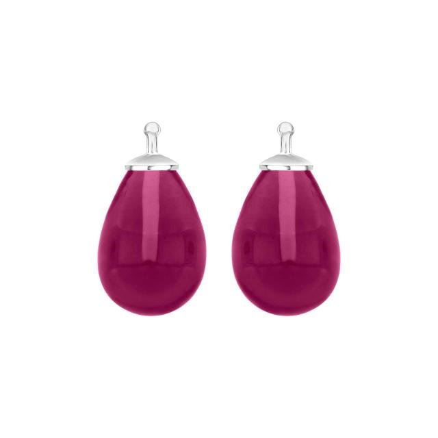 Bøhmisk kvartsglas dråbe farve14 m/rh sølv - par - Urma.dk