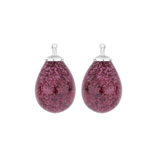 Bøhmisk kvartsglas dråbe farve15 m/rh sølv - par - Urma.dk