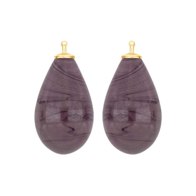 Bøhmisk kvartsglas dråbe farve27 m/fg sølv - par - Urma.dk