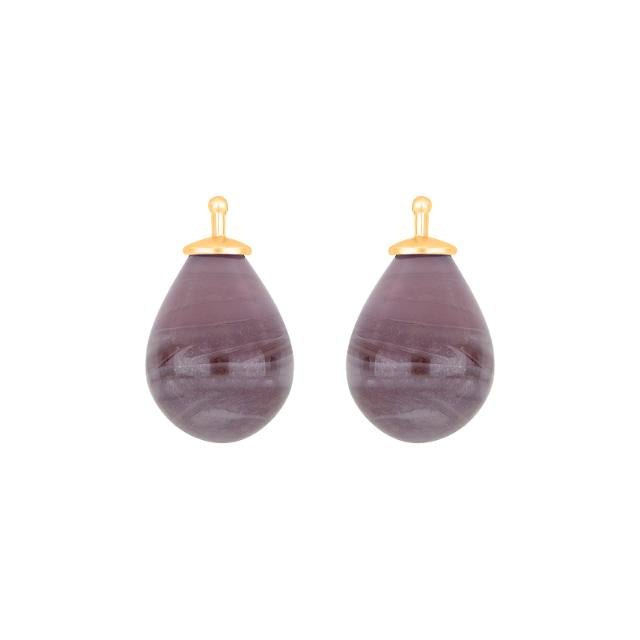 Bøhmisk kvartsglas dråbe farve27 m/fg sølv - par - Urma.dk