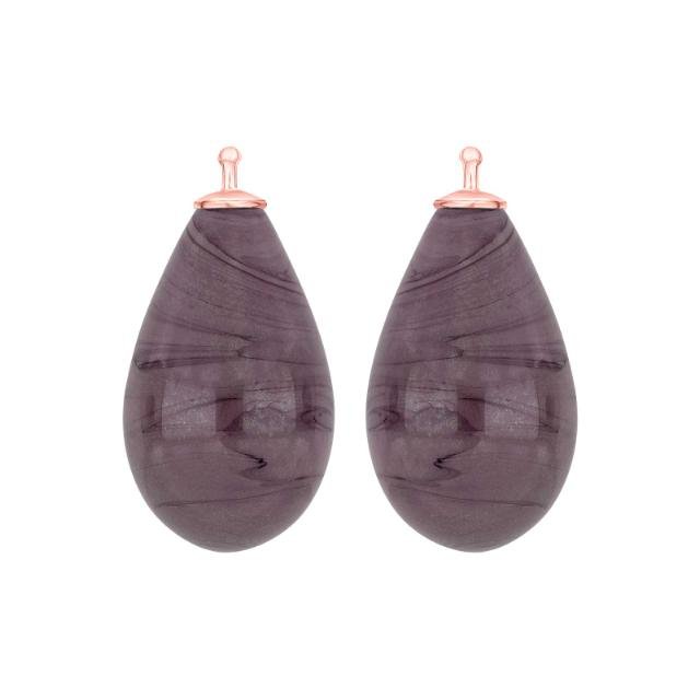 Bøhmisk kvartsglas dråbe farve27 m/rfg sølv - par - Urma.dk