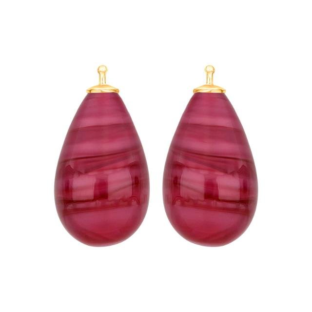 Bøhmisk kvartsglas dråbe farve28 m/fg sølv - par - Urma.dk