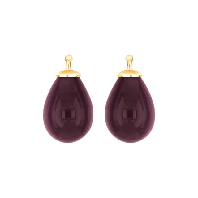 Bøhmisk kvartsglas dråbe farve32 m/fg sølv - par - Urma.dk