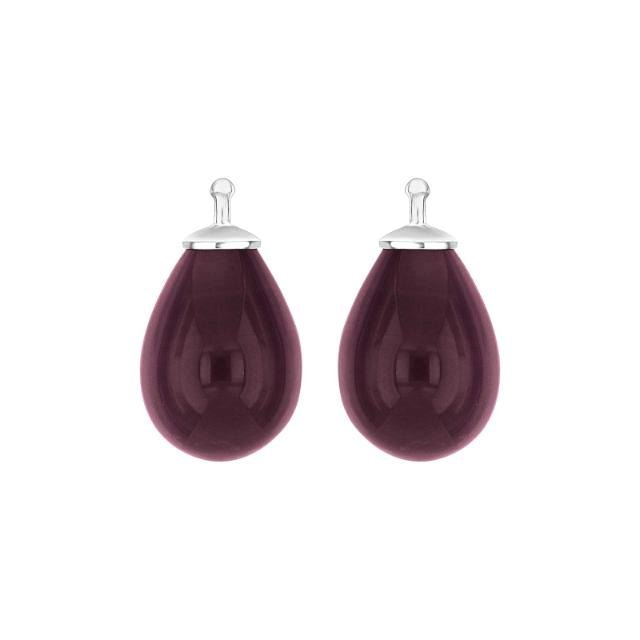 Bøhmisk kvartsglas dråbe farve32 m/rh sølv - par - Urma.dk