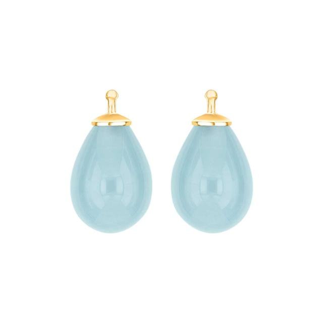 Bøhmisk kvartsglas dråbe farve35 m/fg sølv - par - Urma.dk