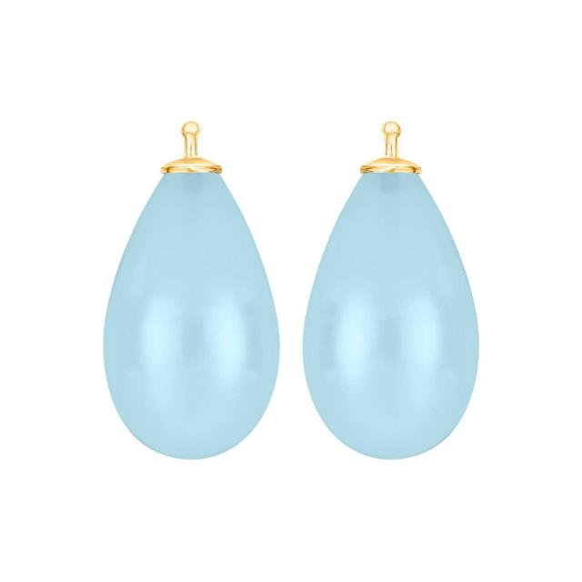 Bøhmisk kvartsglas dråbe farve35 m/fg sølv - par - Urma.dk