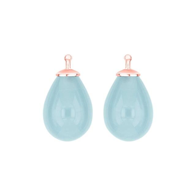 Bøhmisk kvartsglas dråbe farve35 m/rfg sølv - par - Urma.dk