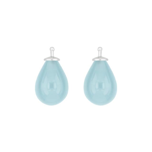 Bøhmisk kvartsglas dråbe farve35 m/rh sølv - par - Urma.dk