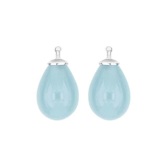 Bøhmisk kvartsglas dråbe farve35 m/rh sølv - par - Urma.dk