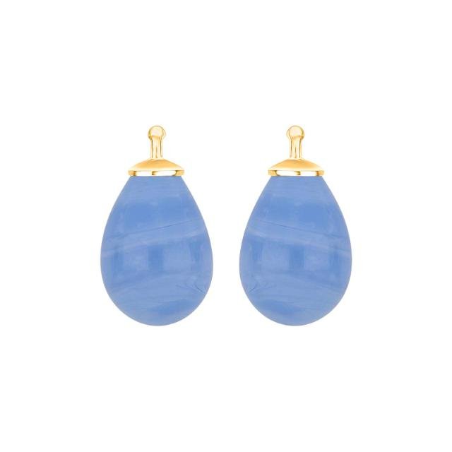 Bøhmisk kvartsglas dråbe farve36 m/fg sølv - par - Urma.dk