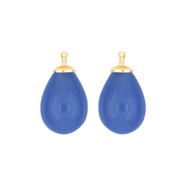 Bøhmisk kvartsglas dråbe farve39 m/fg sølv - par - Urma.dk