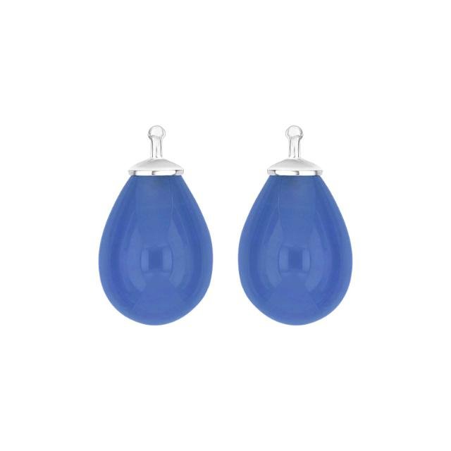 Bøhmisk kvartsglas dråbe farve39 m/rh sølv - par - Urma.dk