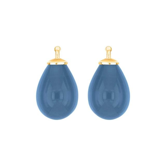 Bøhmisk kvartsglas dråbe farve42 m/fg sølv - par - Urma.dk