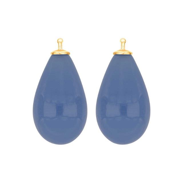 Bøhmisk kvartsglas dråbe farve42 m/fg sølv - par - Urma.dk