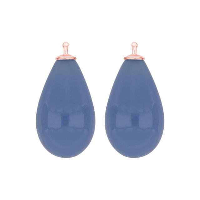 Bøhmisk kvartsglas dråbe farve42 m/rfg sølv - par - Urma.dk