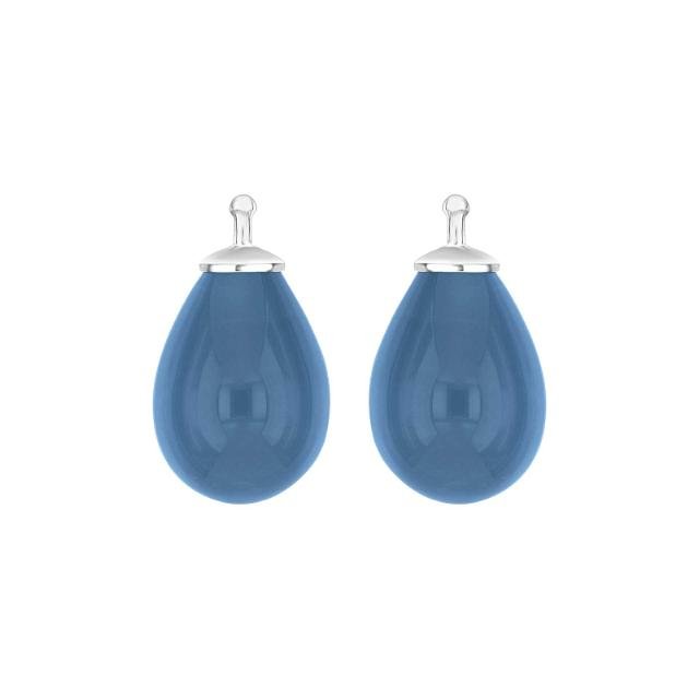 Bøhmisk kvartsglas dråbe farve42 m/rh sølv - par - Urma.dk