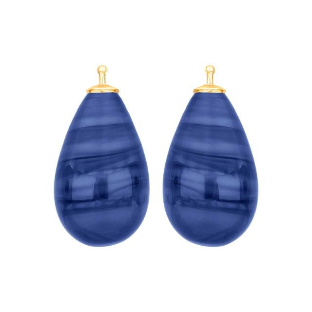 Bøhmisk kvartsglas dråbe farve45 m/fg sølv - par - Urma.dk