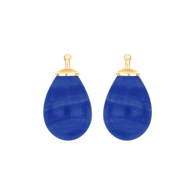 Bøhmisk kvartsglas dråbe farve45 m/fg sølv - par - Urma.dk