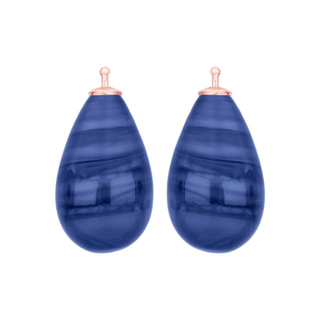 Bøhmisk kvartsglas dråbe farve45 m/rfg sølv - par - Urma.dk