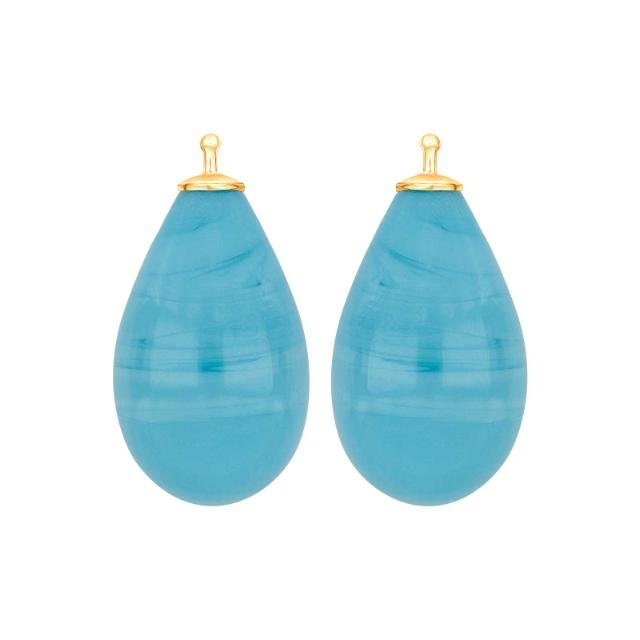 Bøhmisk kvartsglas dråbe farve48 m/fg sølv - par - Urma.dk