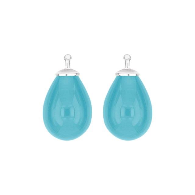 Bøhmisk kvartsglas dråbe farve48 m/rh sølv - par - Urma.dk