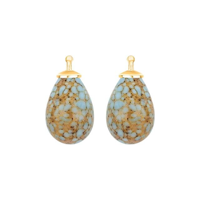 Bøhmisk kvartsglas dråbe farve49 m/fg sølv - par - Urma.dk