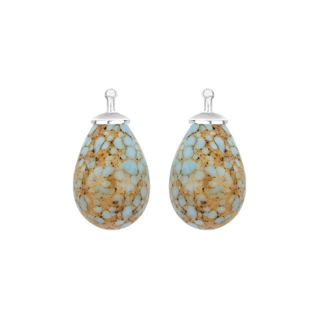 Bøhmisk kvartsglas dråbe farve49 m/rh sølv - par - Urma.dk