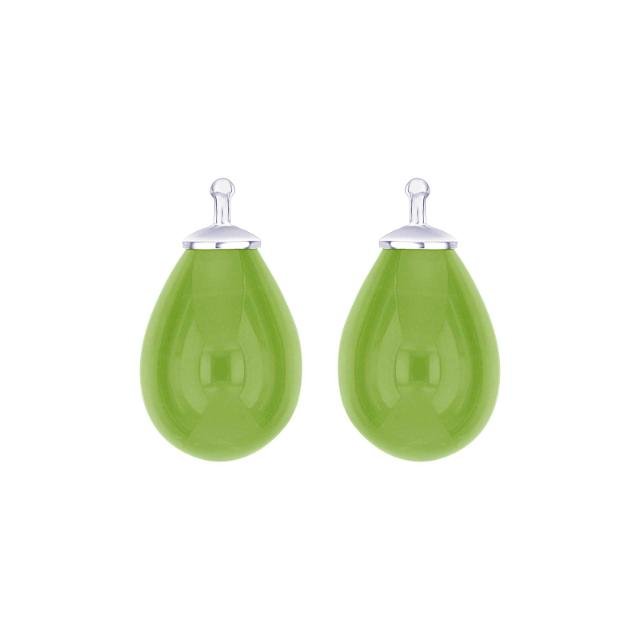 Bøhmisk kvartsglas dråbe farve51 m/rh sølv - par - Urma.dk