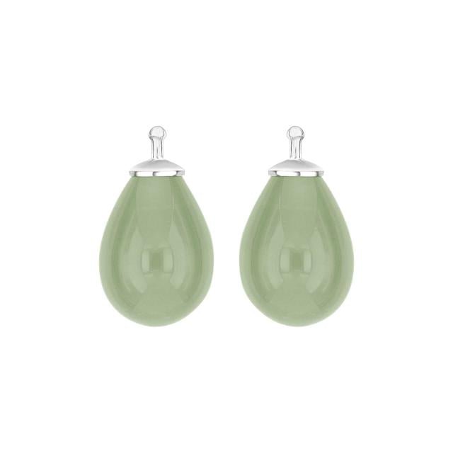 Bøhmisk kvartsglas dråbe farve52 m/rh sølv - par - Urma.dk