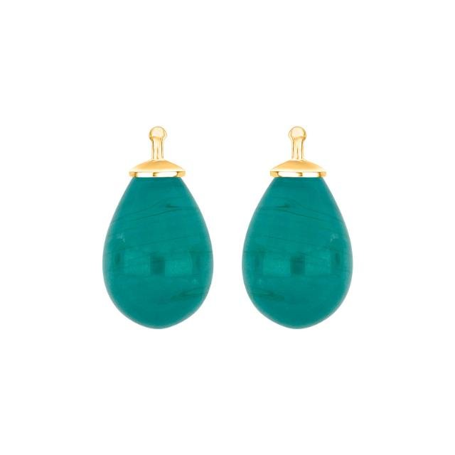 Bøhmisk kvartsglas dråbe farve58 m/fg sølv - par - Urma.dk