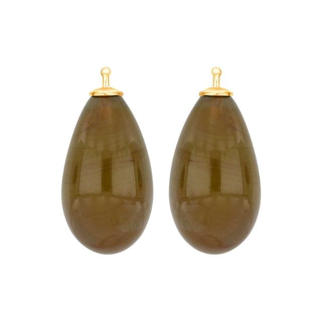 Bøhmisk kvartsglas dråbe farve61 m/fg sølv - par - Urma.dk