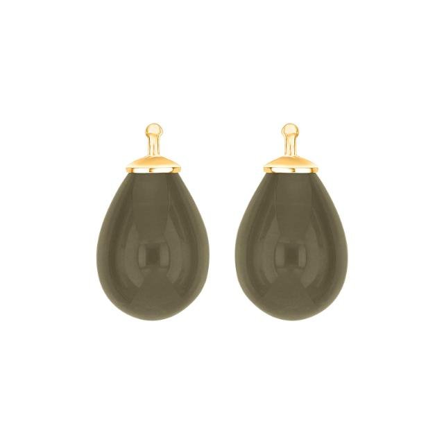 Bøhmisk kvartsglas dråbe farve61 m/fg sølv - par - Urma.dk