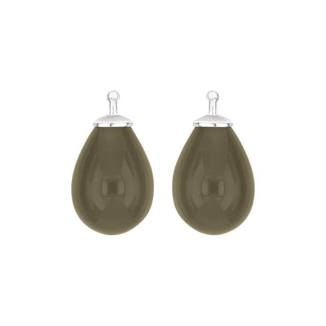 Bøhmisk kvartsglas dråbe farve61 m/rh sølv - par - Urma.dk